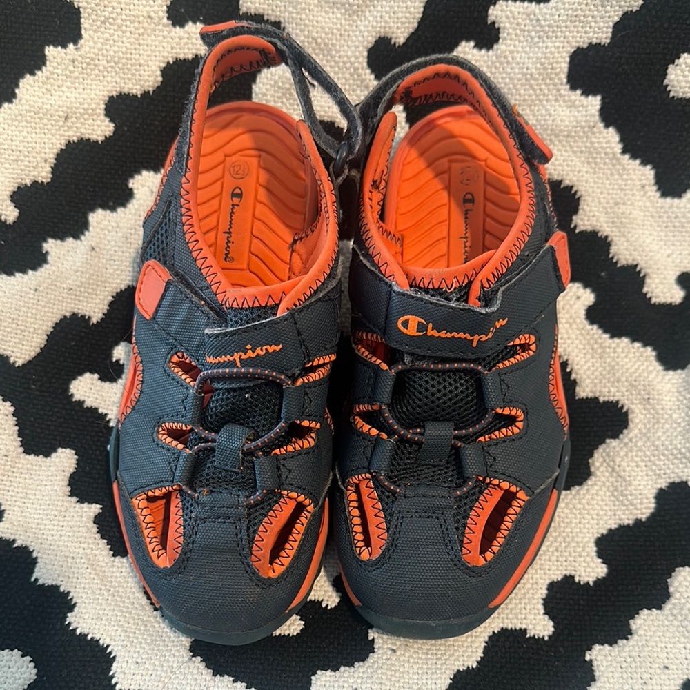 Champion Black and Orange Water sneakers with Durable Sole Size 12.5(EUR 30.5)